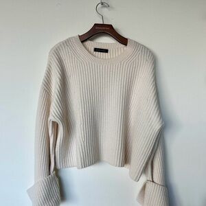 Banana Republic Cream Merino Wool Cashmere Cuff Sleeve Sweater Small